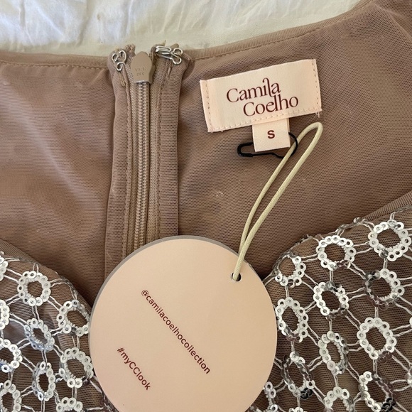 Camila Coelho Thalía Tan Sequin Long Sleeve Bodycon Dress - Picture 8 of 11